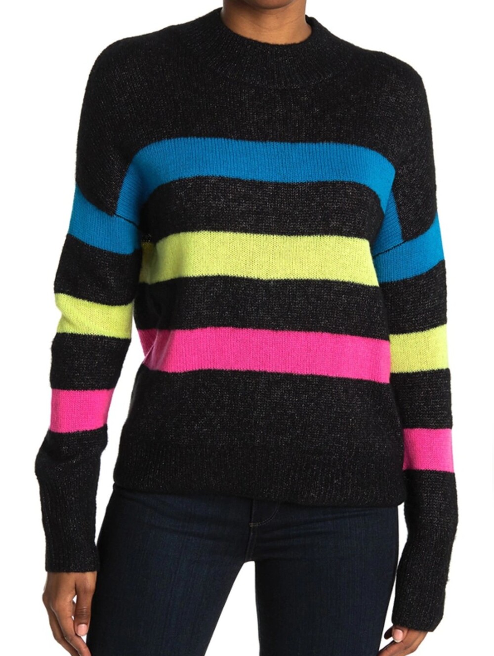 EUC Rails Ellise Sweater in Black Neon Stripe